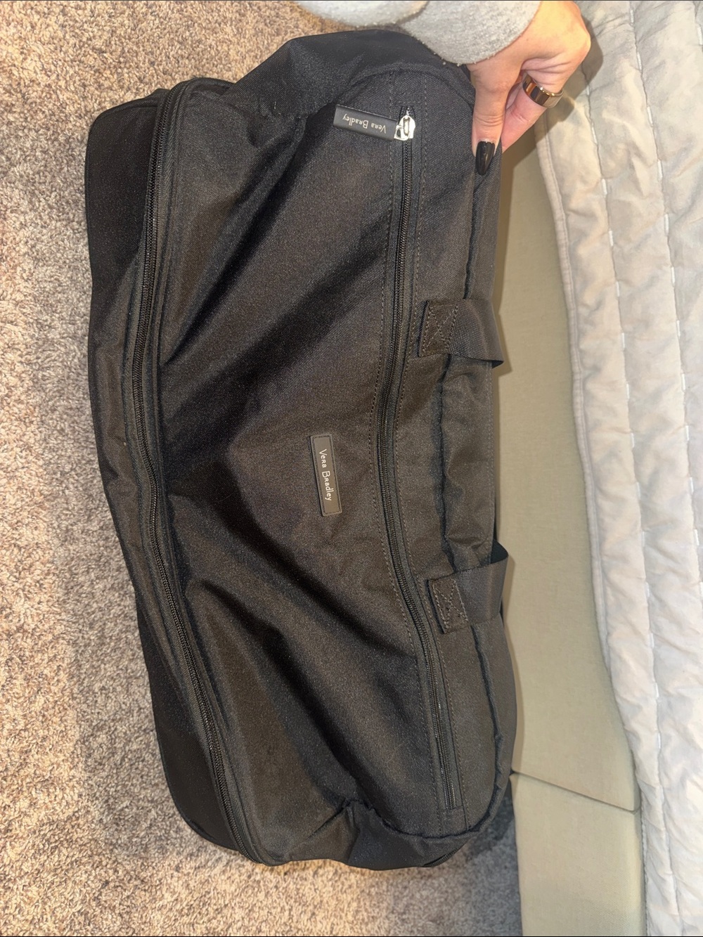 Vera Bradley Black Travel Duffel Bag with Top Handles